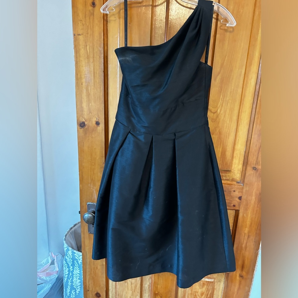 Alfred Sung one shoulder black dress